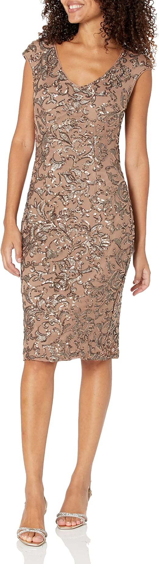 Alex Evenings Women's Short Knee Length Floral Embroidered Cocktail Sheath Dress