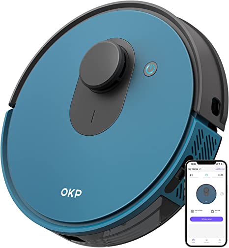 OKP L1 Robot Vacuum Cleaner FreeMove Lidar Robot Vacuum Laser Navigation Robotic Vacuum Cleaner Cleans Hard Floors to Low-Pile Carpets, Blue