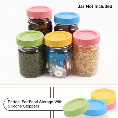Colored Plastic Mason Jar Lids Regular Mouth Mason Canning Jars Top Food Storage Replacement 12 Pack