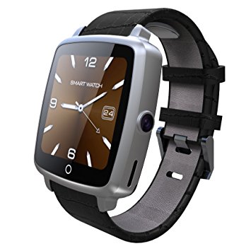 Willful U11C Bluetooth Smart Watch Phone Sports Watch Fitness Watch with SIM Card Slot,Camera,MP3,Call/SMS/Twiter/Facebook/Whatsapp/Email Notification,Alarm Clock,HD Touch Screen,Leather Strap for iPhone IOS & Android Phones Silver
