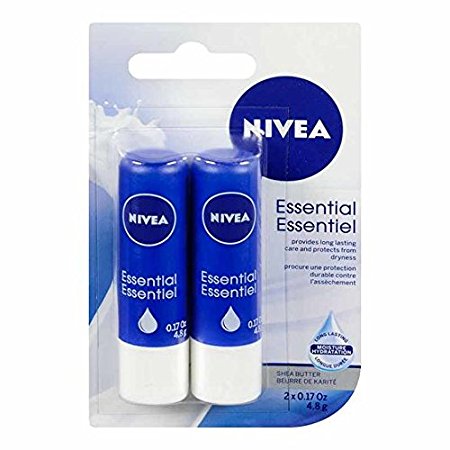 NIVEA Essential Caring Lip Balm Sticks, Duo Pack, 2 x 4.8g