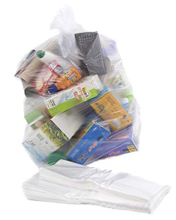 100 Clear Recycling Bags / Sacks / Refuse / Rubbish - 64 Gauge by Bag It Plastics