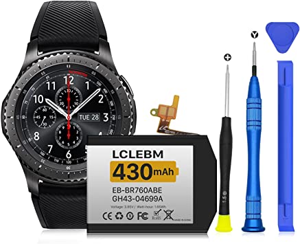 [430mAh] Battery for Samsung Gear S3 Frontier (SM-R760, R770, R765), Gear S3 Classic Replacement Battery EB-BR760ABE GH43-04699A with Professional Repair Tools Kits