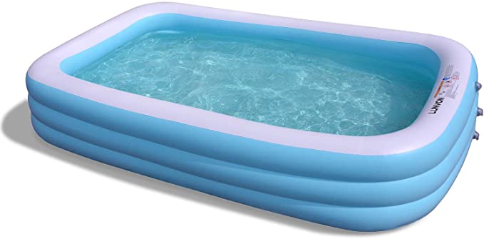 Lunvon Family Inflatable Swimming Pool, 120" X 72" Full-Sized, Lounge Pool for Kids, Adult, Toddlers for Ages 7 , Outdoor, Garden, Backyard, Summer Water Party (Light Blue)
