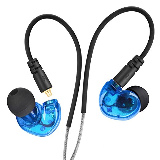 Detachable Wired Earbuds with Mic - NiUB5 Universal HiFi Noise Isolating Earphone with Tangle Free Wire Control Cable for iPhone iPad MP3 Tablet Laptop (Blue)