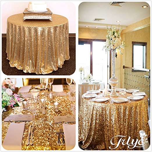 120" Round Sparkly gold Sequin Table Cloth Sequin Table Cloth,Cake Sequin Tablecloths, Sequin Linens for Wedding