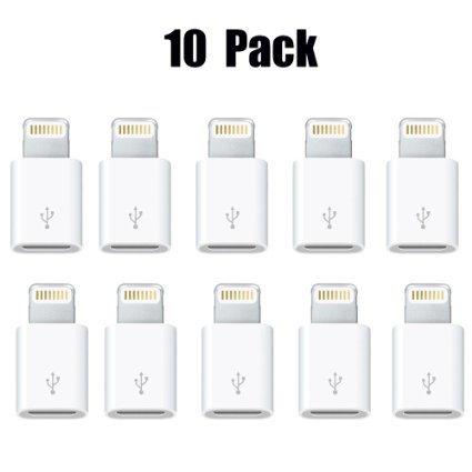 OriDecor [ Pack of 10 ] Micro USB to 8 Pin Lightning Converters Android Micro USB Transfer to Apple IOS Lightning Port, Compatible for iPhone5/5S/6/6S/6 Plus/6S Plus/SE and Android Phones, Pack of 10