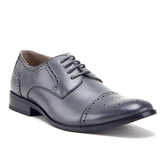 Men's Classic Leather Lined Derby Cap Toe Oxfords Dress Shoes