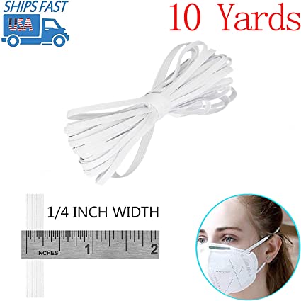 Elastic Bands for Sewing 1/4 Inch Width Elastic Strap, 10 Yards Flat Elastic Cord for Sewing Craft DIY Mask Rope, Safety Glasses, Pants, Shoelace, Cuffs.