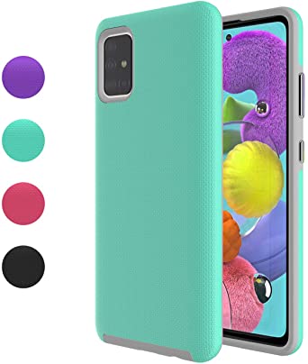 Ownest Compatible Samsung Galaxy A51 Case,[Not Fit A51 5G Version],Non-Slip Anti-Fall Dual Layer 2 in 1 Hard PC TPU with Protection Lightweight for Samsung Galaxy A51-Mint Green