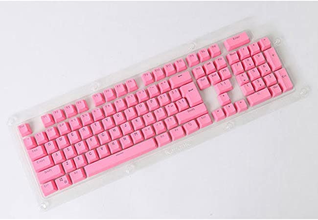 hudiemm0B Doubleshot PBT Spacebar 104 Keycap Backlit for Cherry MX Mechanical Keyboard Pink