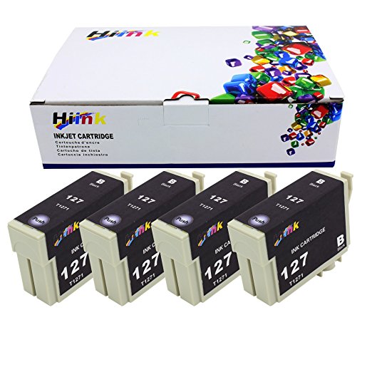 Hi ink 4 PACK T127 Black Ink Cartridge Replacement For Epson T127 Extra High Yield (4 Pack Black)
