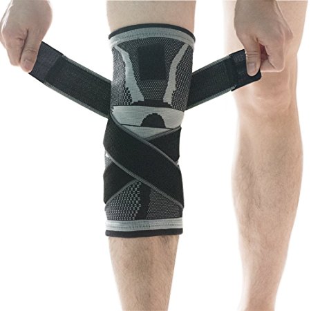 Knee Support Brace, Morbuy Non-slip Adjustable Pressure Strap Knee Protector Joint Patella Pain Relief Arthritis and Injury Recovery (Length 30cm, Upper width 16.5cm, lower width 14.5c, (Single) Gray)