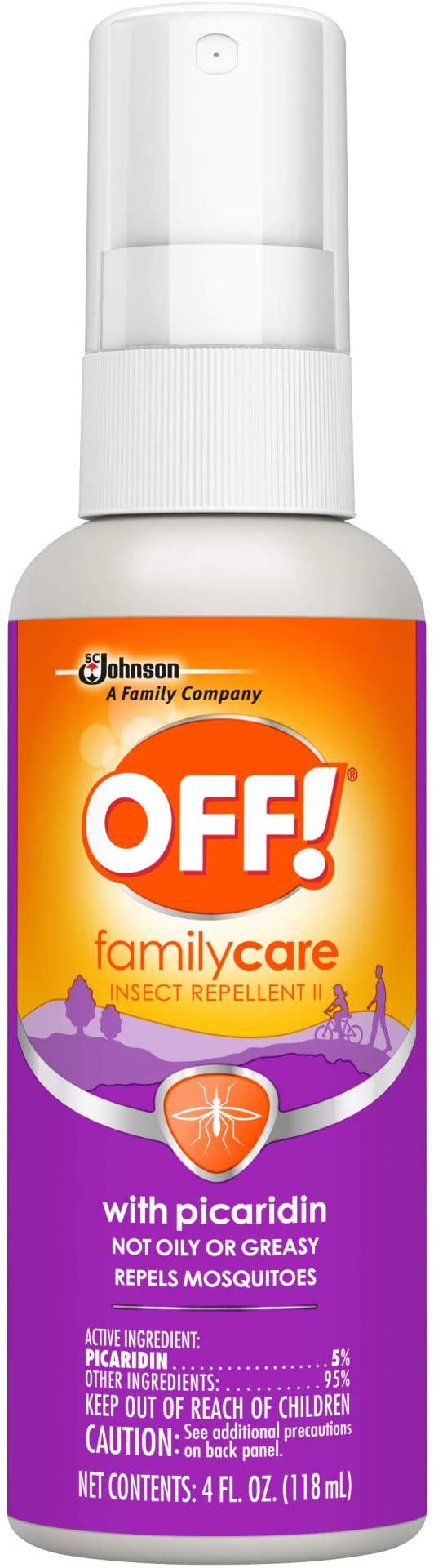 OFF! Family Care Insect & Mosquito Repellent II, Bug Spray with Picaridin, Not Oily or Greasy, 4 oz.