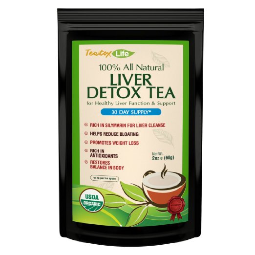 Teatox Life: Liver Detox tea with dandelion root, milk thistle, licorice for organic herbal cleanse formula as liver detoxifier, flush and health | Made in USA| USDA Certified