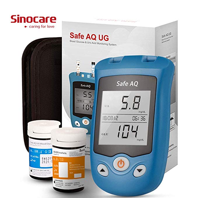 Sinocare Blood Glucose & Uric Acid Meter 2 in1 Multi-Functional System Blood Sugar Monitoring Uric Acid Monitor Diabetes Test mg/dL