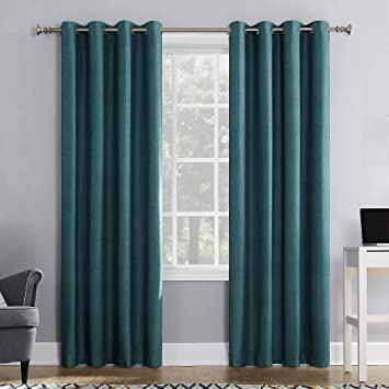 Sun Zero Duran Thermal Insulated 100% Blackout Grommet Curtain Panel, 50" x 63", Teal