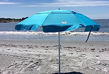 Dig-Git Beach Umbrella w/ Integrated Anchor Aqua Blue