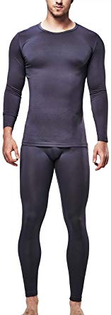 DEVOPS Men's Thermal Wintergear Heat-Chain Microfiber Fleece Underwear Baselayer Top & Bottom (Long Johns) Set