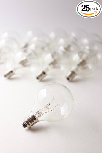 Brillante Replacement Bulbs for G40 Globe String Lights - E12 Socket, Candelabra Base (25 Pack of Clear 5 Watt Incandescent Bulbs)