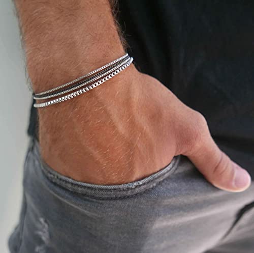 Handmade Cuff Chain Bracelet For Men Made Of Stainless Steel By Galis Jewelry - Silver Bracelet For Men - Cuff bracelet For men - Jewelry For Men - FITS 7"-7.75" WRIST SIZE
