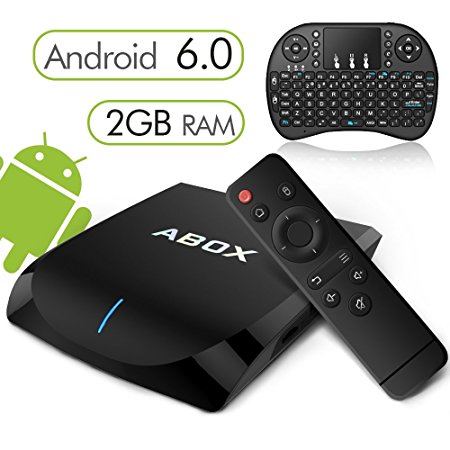 [2GB RAM 16GB ROM] Globmall Android 6.0 TV Box with Wireless Qwerty Keyboard and Bluetooth 4.0, Abox 4K TV Box with Quad-Core 64 Bits Amlogic S905X CPU