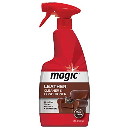 Magic Leather Cleaner and Conditioner - UV Protectants Help Prevent Cracking or Fading of Leather Couches, Car Seats, Shoes, Purses and More 24 Fluid
