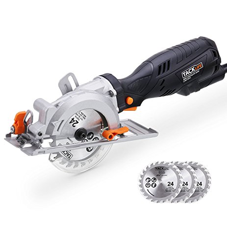 Tacklife CSK76AC Compact Circular Saw 5.8Amp 3500 rpm 4-1/2" with 3X24T Blades, Vacuum Adapter and Accessories