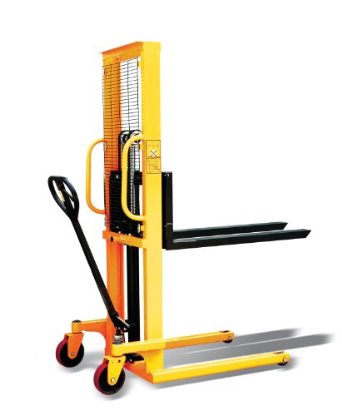 i-Liftequip PZ Series Hand Manual Stacker for Single Faced Skid Pallets, 63" Lift Height, 45.27" Length x 8.8" - 28.7" Width Fork, 2200 lbs Capacity