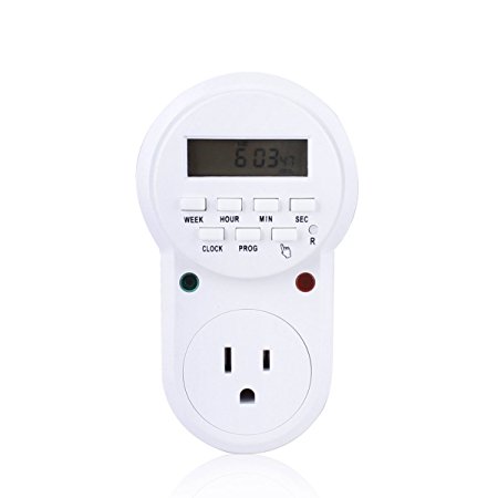Digital Programmable Timer, KinHom Wall Home Electrical Socket Plug-in Switch Controllers Energy-saving Outlet for Home Lights, Fish Tank Heater and all Household Appliances
