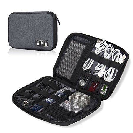 Hynes Eagle Travel Universal Cable Organizer Electronics Accessories Cases For Various USB, Phone, Charge and Cable, Grey
