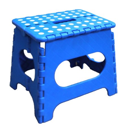 Jeronic 11 Inches Super Strong Folding Step Stool for Adults and Kids, Blue Kitchen Stepping Stools, Garden Step Stool, holds up to 300 LBS