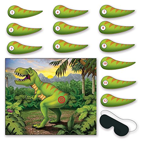 Pin The Tail On The Dinosaur Game 18" x 21½"- Mask & 12 tails included (1/Pkg)