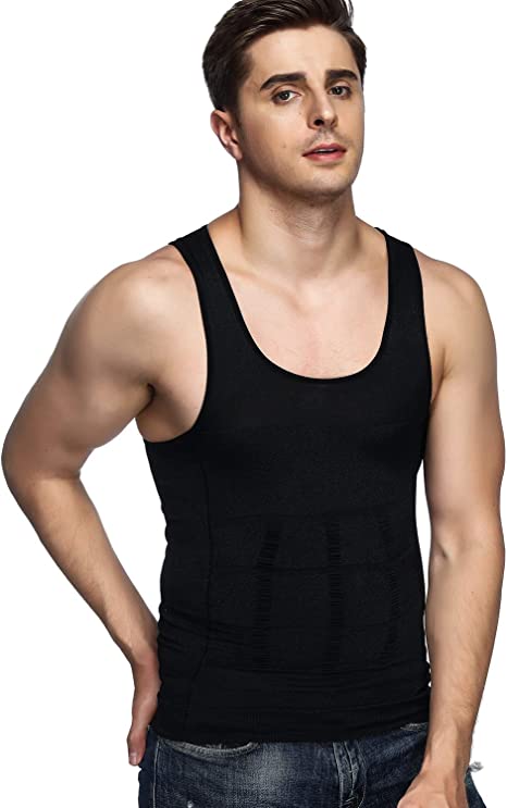 Odoland Men's Body Shaper Slimming Shirt Tummy Vest Thermal Compression Base Layer Slim Muscle Tank Top Shapewear