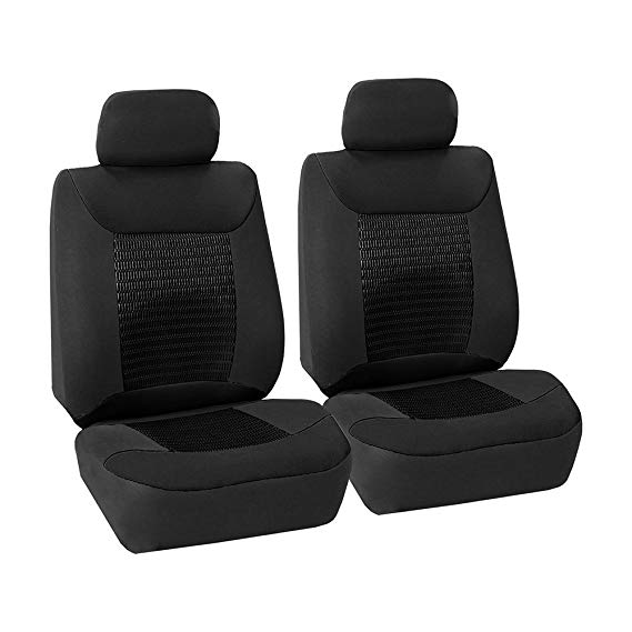 FH Group FB062BLACK102 Seat Cover (Premium Fabric with 3D Air Mesh Airbag Compatible (Set of 2) Black)
