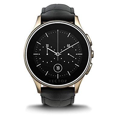 Vector Watch Luna Smartwatch-30 Day  Autonomy, 5ATM, Notifications, Activity Tracking - Champagne Gold/Black Croco-Elegant