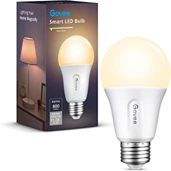 Govee Smart Light Bulbs, Wi-Fi and Bluetooth Light Bulbs, Works with Alexa & Google Assistant, 9W 60W Equivalent Dimmable LED Light Bulbs, 2700K Soft Warm White LED Bulbs, No Hub Required, 1 Pack