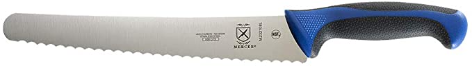 Mercer Culinary M23210BL Bread Knife, 10-Inch Wavy Edge Wide, Blue