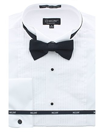 Milani Men's Tuxedo Shirts With French Cuffs And Bow Tie