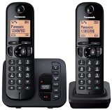 Panasonic KX-TGC222EB Digital Cordless Phone with LCD Display - Black Pack of 2