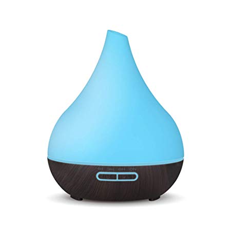 400ml Diffusers for Essential Oils Aroma Cool Mist Ultrasonic Humidifier Oil Diffuser with 7-Color LED Light BPA-Free (Dark)