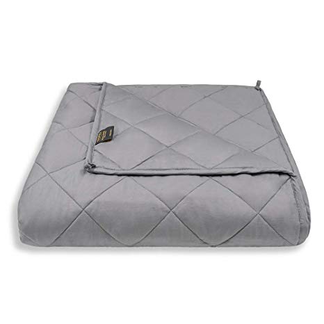 YOLIPULI Weighted Blanket 15 lbs, 48'' x 72'' Cool Blanket with Heavy Glass Beads, 100% Cotton, Grey