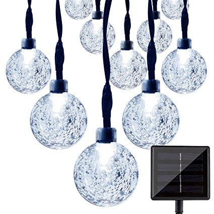 LightsEtc Solar Outdoor String Lights 20led Crystal Ball for Garden,Yard, Home Decorations (White)