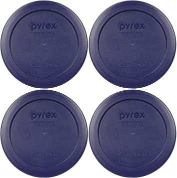 Pyrex 2 Cup Round Storage Cover #7200-PC for Glass Bowls (4, Blue)