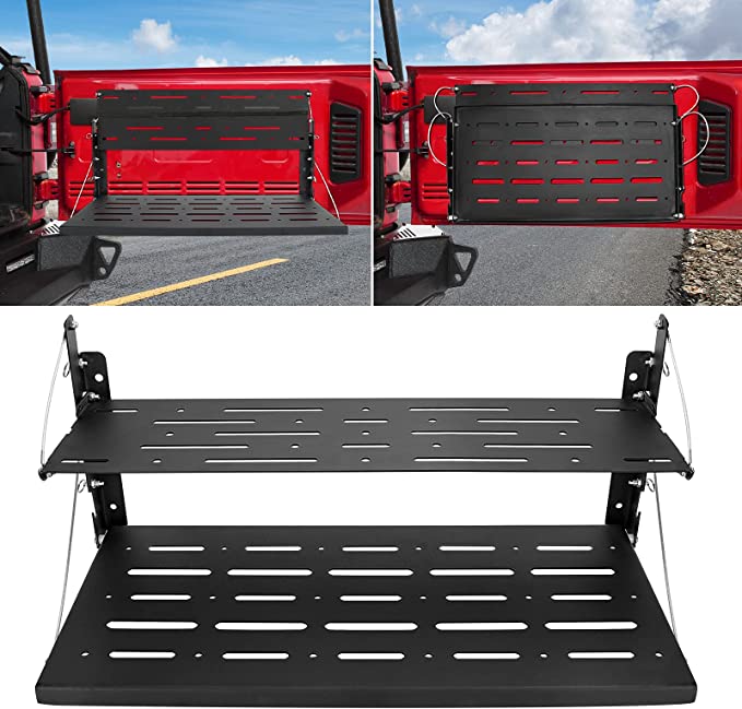 SUPAREE Double-Layer Tailgate Table for Jeep Wangler JK 2007-2017 2/4 Door Rear Door Table Cargo Shelf Storage Cargo Luggage Holder Carrier