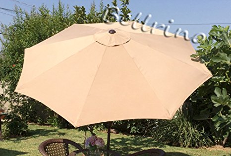 BELLRINO DECOR Replacement TAUPE " STRONG AND THICK " Umbrella Canopy for 9ft 8 Ribs TAUPE (Canopy Only)
