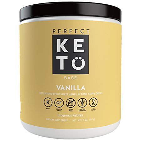 Perfect Keto Base Exogenous Ketone Supplement - Beta-Hydroxybutyrate (BHB) Salts Developed to Burn Fat, Increase Energy and Kickstart Ketosis.(211g) (Vanilla)