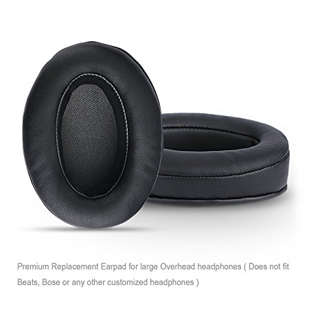 Tranesca leather replacement earpad/ear cushion/ear cover for big OVEREAR Headphones ( Fits a great variety of headphones) - Black