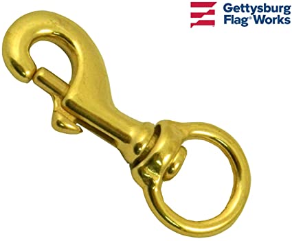 Standard 3" Bronze Brass Flagpole Snap Clip to Attach Flag to Halyard Rope - 3" with Swivel Eyelet, Durable Brass Construction