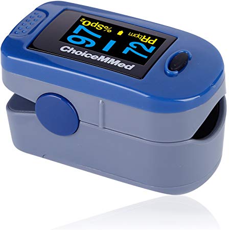 CHOICEMMED Dual Color OLED Finger Pulse Oximeter - Blood Oxygen Saturation Monitor with Color OLED Screen Display and Included Batteries - O2 Saturation Monitor